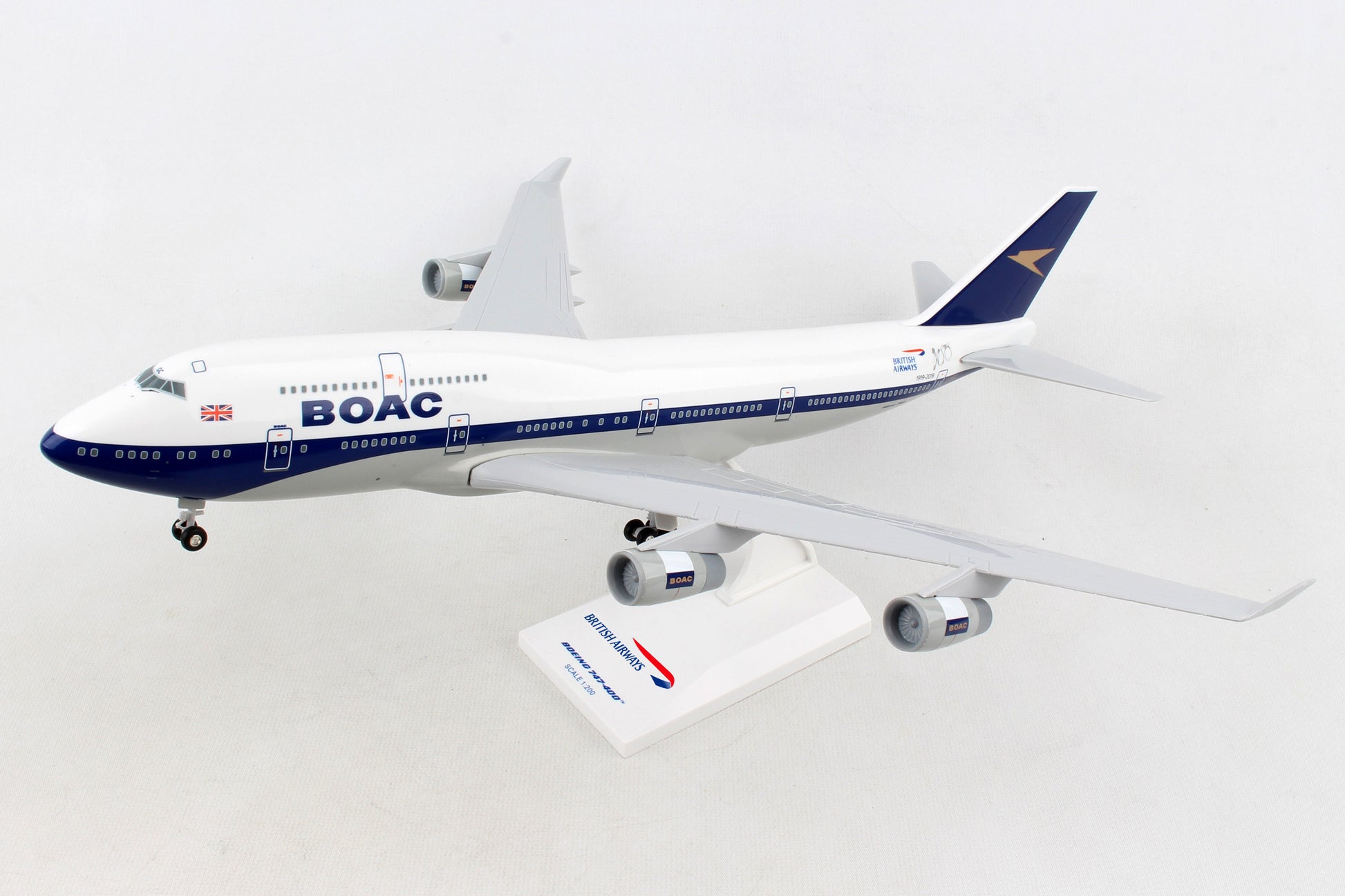 SKR1015 SKYMARKS BRITISH 747-400 1/200 W/GEAR BOAC 100 YEAR LIVERY - SkyMarks Models