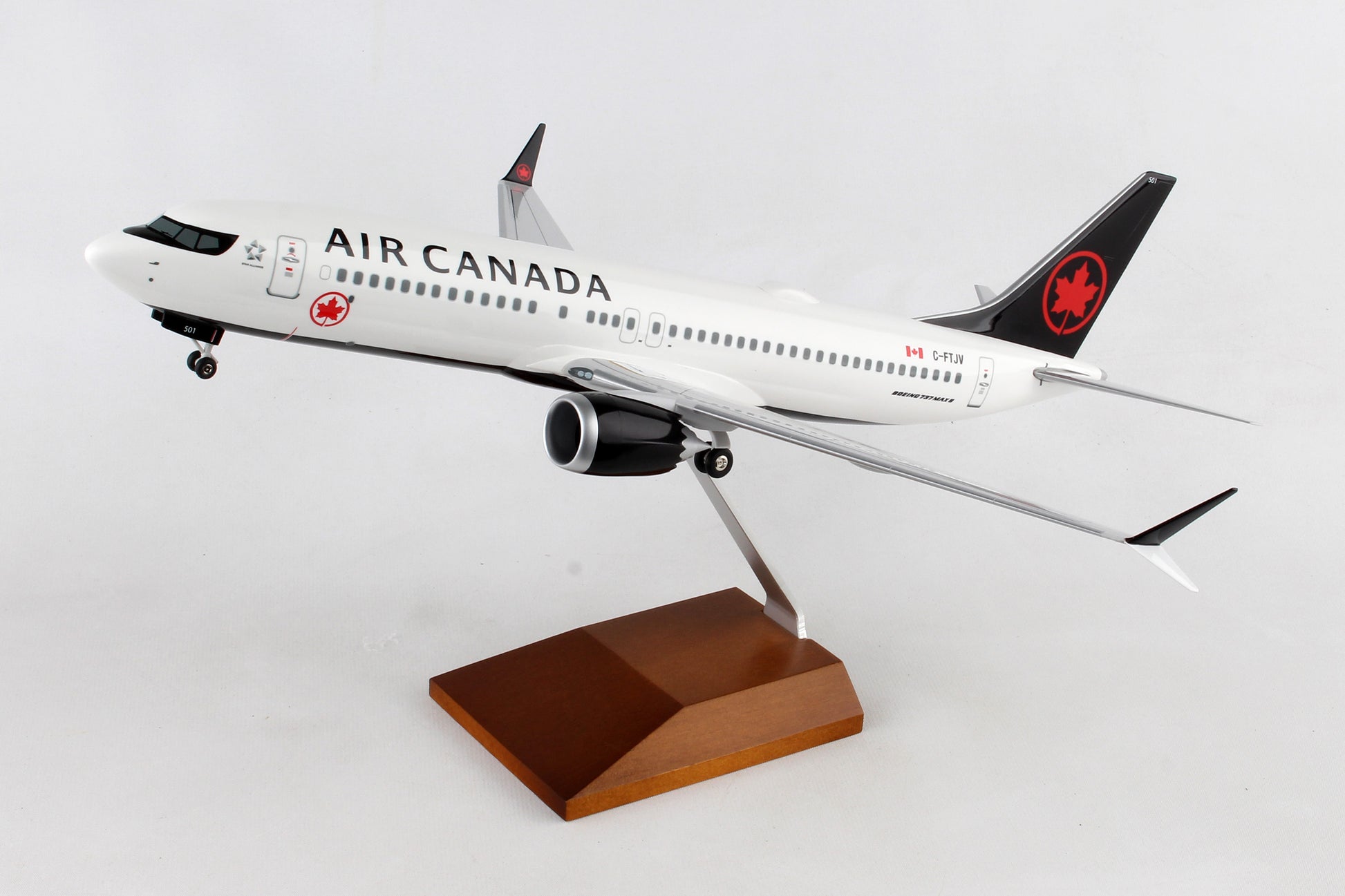 SKR8279 SKYMARKS AIR CANADA 737MAX8 1/100 W/WOOD STAND & GEAR - SkyMarks Models