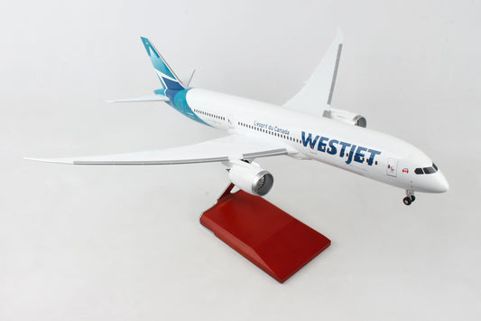 SKR9005 SKYMARKS SUPREME WESTJET 787-9 1/100 W/WOOD STAND & GEAR - SkyMarks Models