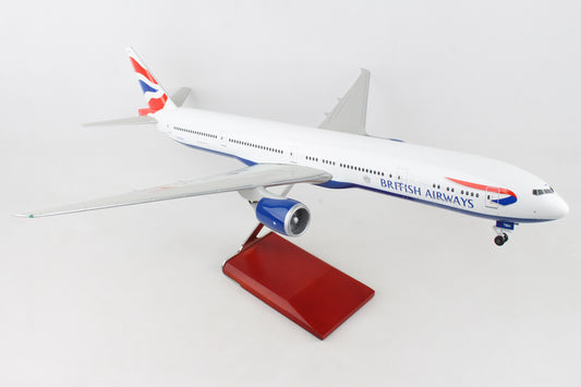 SKR9400 SKYMARKS SUPREME BRITISH 777-300 1/100 W/WOOD STAND & GEAR - SkyMarks Models